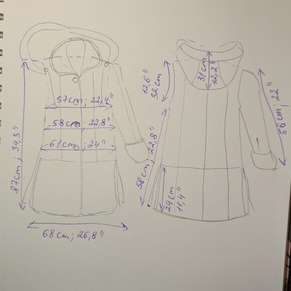 Studio Vogue Faux Shearling Coat Dark Green with Removable Hood Warm Oversized - Picture 11 of 11